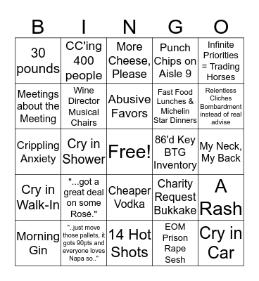 Wine Knerds' O/N/D Bingo Card