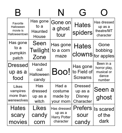 SPACO Spooky Bingo Card