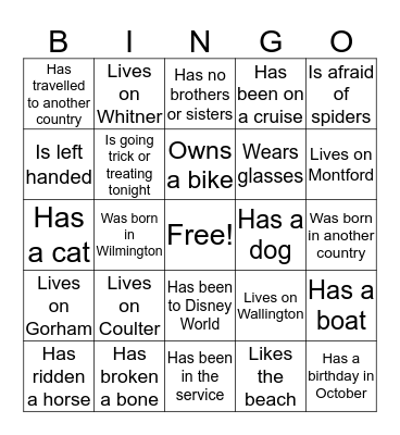 Holly Glen find someone who... Bingo Card