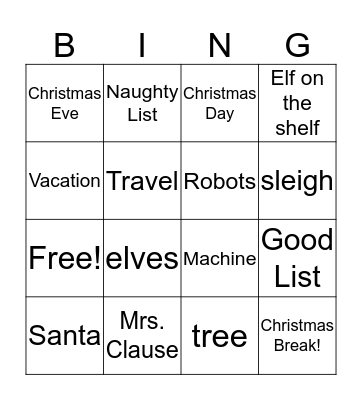 Christmas Bingo Card
