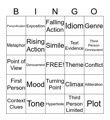 Reading Comprehension BINGO! Bingo Card