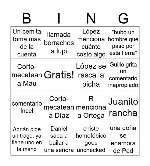 Bingo de Boda de López Bingo Card