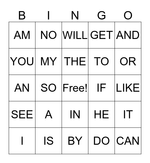 BAILEY'S SIGHT WORDS 1& 2 Bingo Card