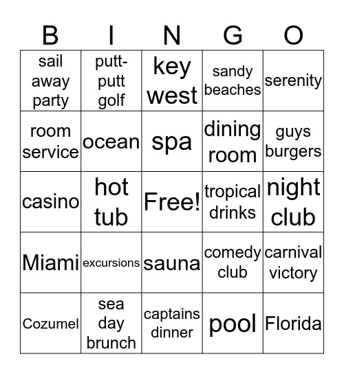 BFF 35th Anniversary Cruise Bingo Card