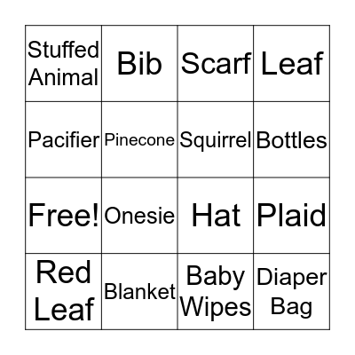Baby Shower Bingo Card