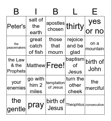 Bible Bingo Card