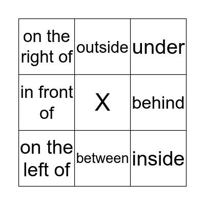 PREPOSITIONS Bingo Card