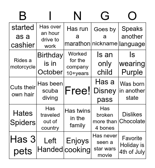 CAM and Friends Bingo Card