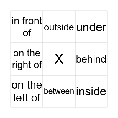 PREPOSITIONS Bingo Card
