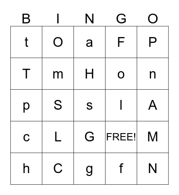 Alphabet Bingo Card