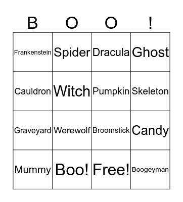 Happy Halloween!  Bingo Card