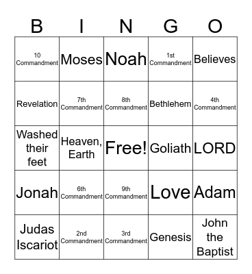 BIBLE BINGO Card