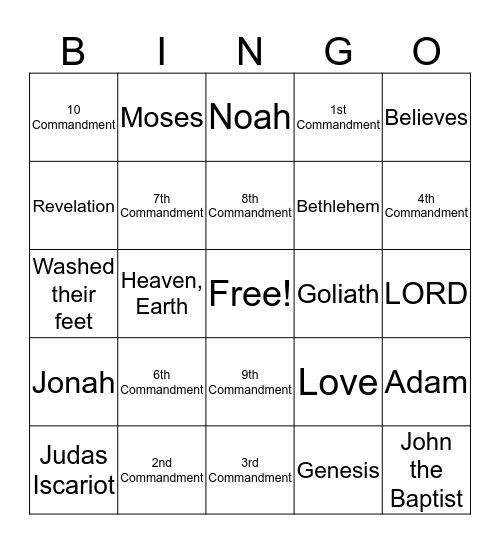 BIBLE BINGO Card