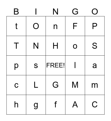Alphabet Bingo Card