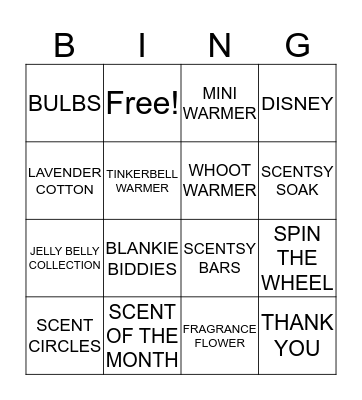 SCENTSY BINGO Card