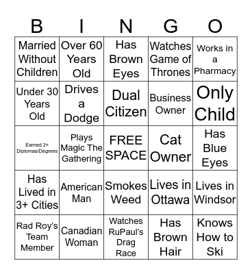 Michelle and Roy's Bingo Card