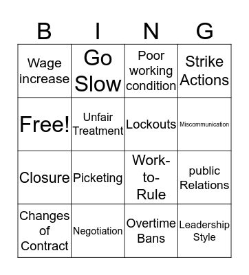 Internal Sources of Conflict Bingo Card