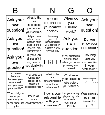 CAREER PANEL BINGO Card