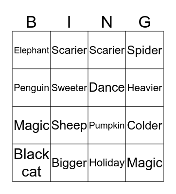 Halloween Bingo Card