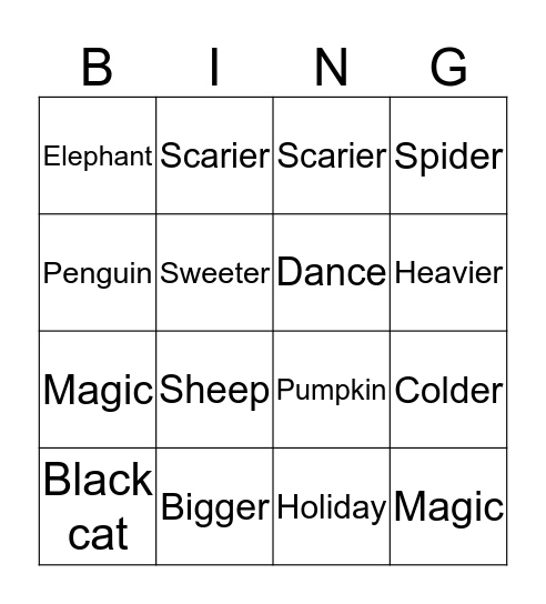 Halloween Bingo Card