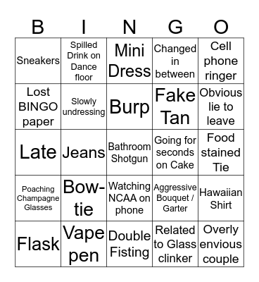 Wedding Bingo Card