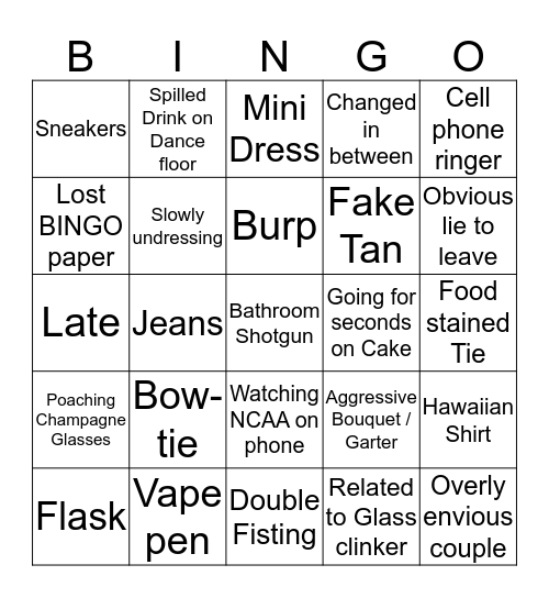 Wedding Bingo Card