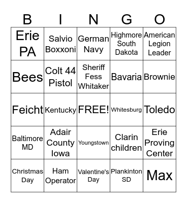 Lorilla and Frank Bingo Card