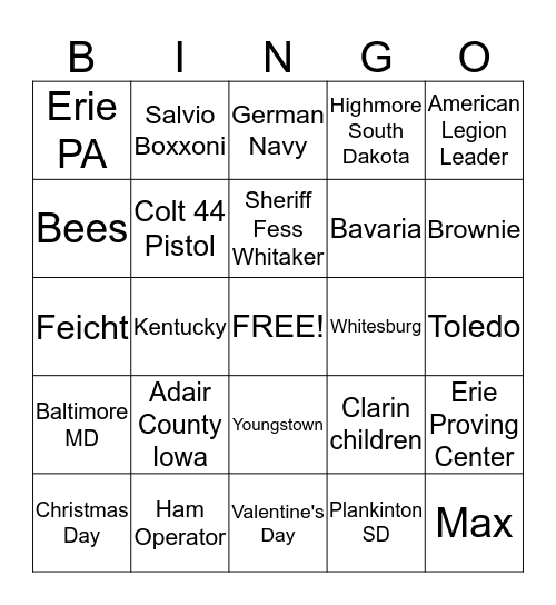 Lorilla and Frank Bingo Card