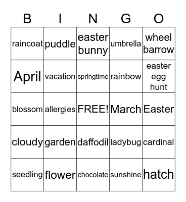 Spring has sprung Bingo Card