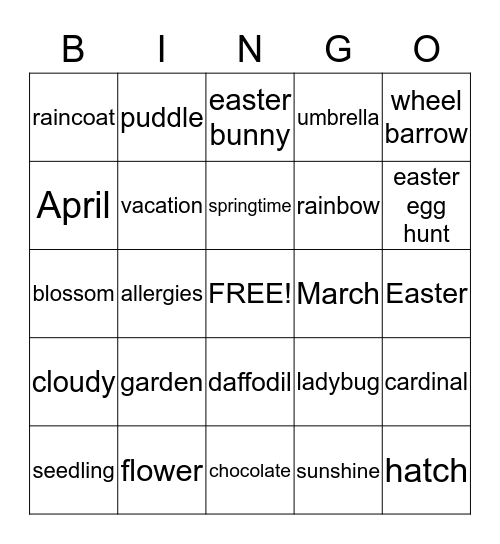 Spring has sprung Bingo Card