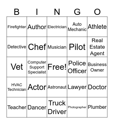 Career Bingo  Bingo Card