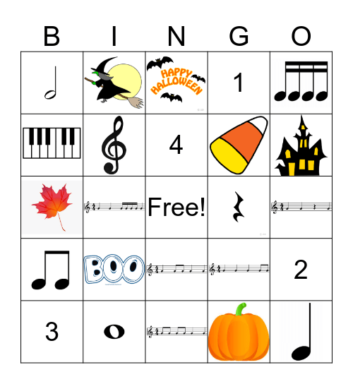 Halloween Music Bingo Card