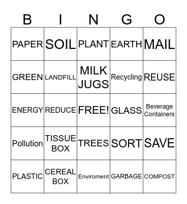 RECYCLING BINGO Card