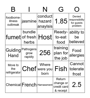 ProStart I Review #3 Bingo Card