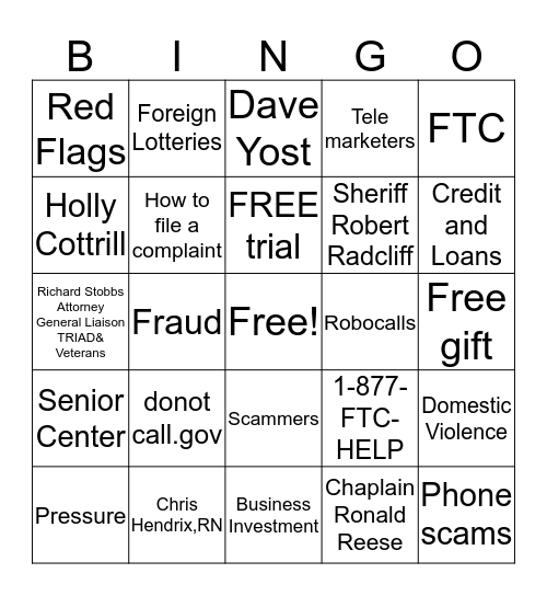S.A.L.T HOLIDAY BINGO C Bingo Card