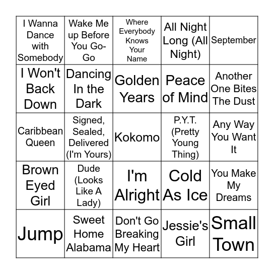 SINGO Night!   --   the Classics Bingo Card