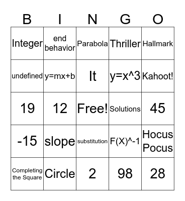MA109 Halloween Bingo  Bingo Card