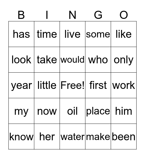 I CAN READ AND SPELL Bingo Card