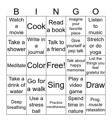 COPING SKILLS Bingo Card