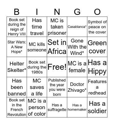 TBL’s History’s Happening BINGO 11/2019 Bingo Card