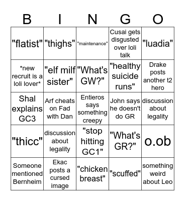 Diabolical/Equilibria Weekly Bingo Card