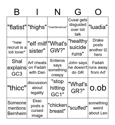 Diabolical/Equilibria Weekly Bingo Card