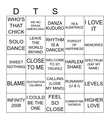 POP EDM Bingo Card