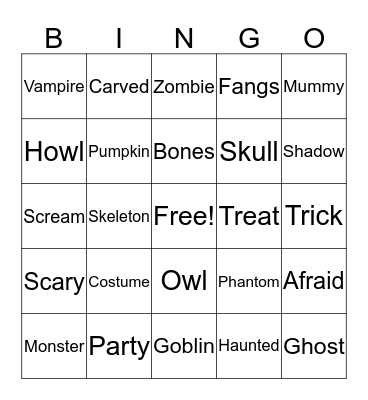 HALLOWEEN  Bingo Card