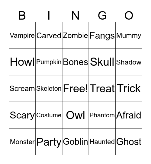 HALLOWEEN  Bingo Card