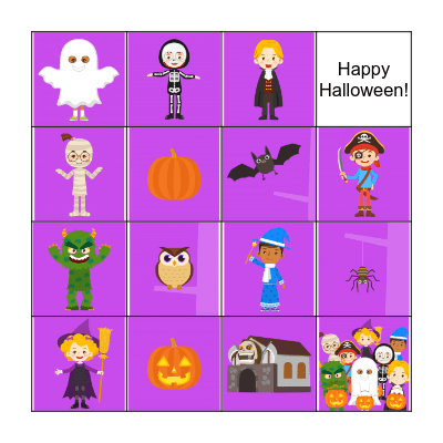 Halloween Game Bingo Card