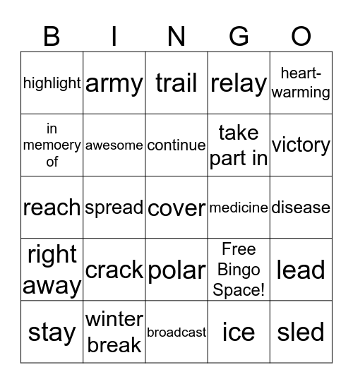 Lesson8. Have Fun This Winter! Bingo Card