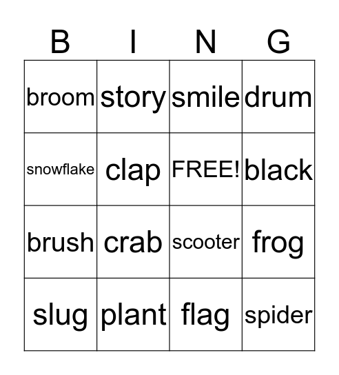 L S R Blends Bingo Card