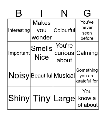 Nature BINGO Find Something.... Bingo Card