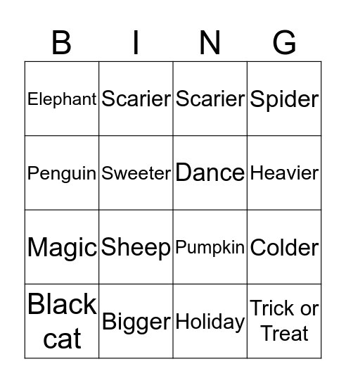 Halloween Bingo Card